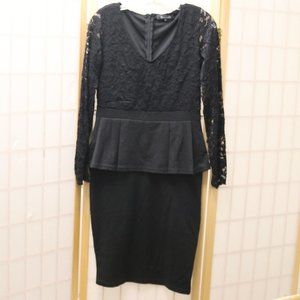 Meinaiduo Black Lace Ruffle Dress #460